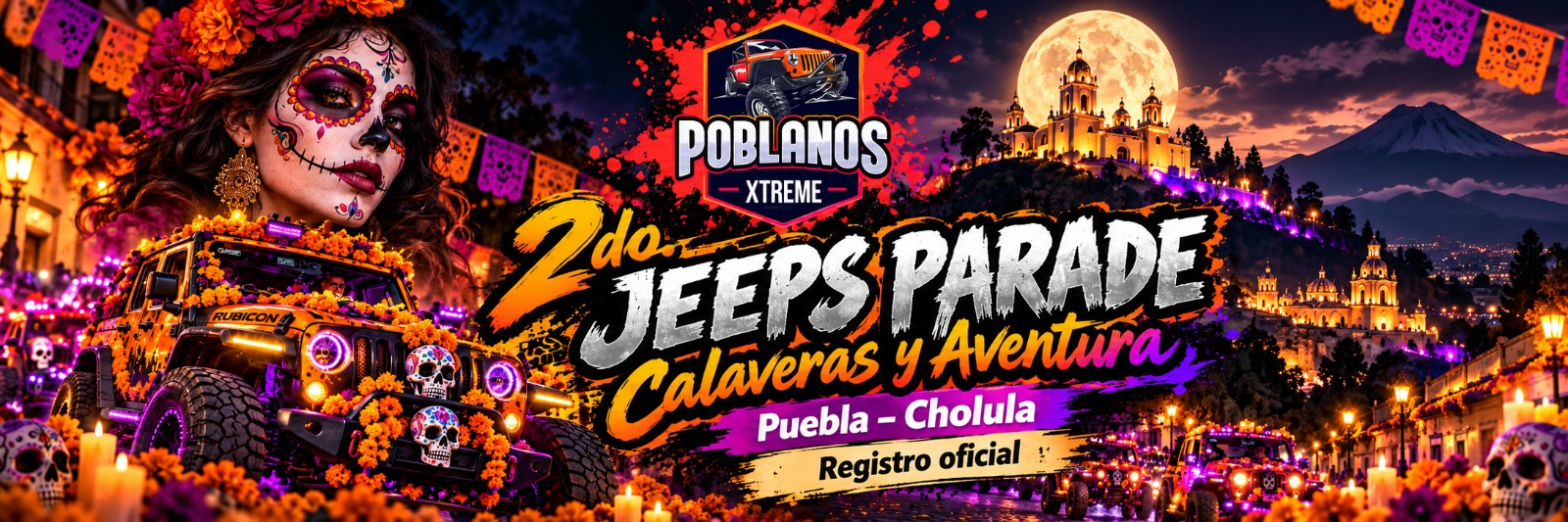 Poblanos Xtreme — 2do. Jeeps Parade, Calaveras y Aventura. Puebla – Cholula. Registro oficial